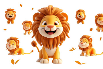 Naklejka premium A 3D cartoon lion character isolate on white background, playful and vibrant. PNG