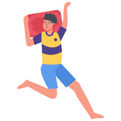 Men Sleeping Pose Character with Cartoon Design and Shape. Flat Vector Illustration.