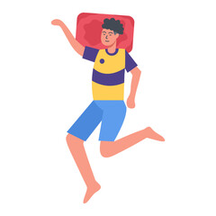 Men Sleeping Pose Character with Cartoon Design and Shape. Flat Vector Illustration.