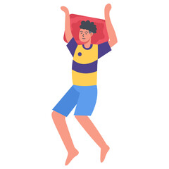 Men Sleeping Pose Character with Cartoon Design and Shape. Flat Vector Illustration.