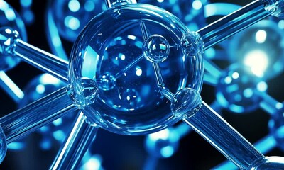 Close-Up of Blue Molecular Structure