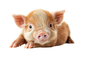 Fototapeta premium A baby pig, isolate on white background, with soft pink skin and an adorable expression. PNG