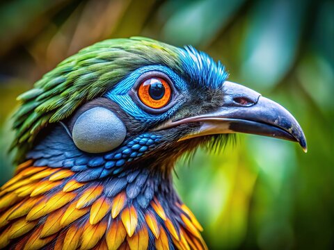 Macro shots unveil the captivating beauty and textures of the Carao bird's plumage.