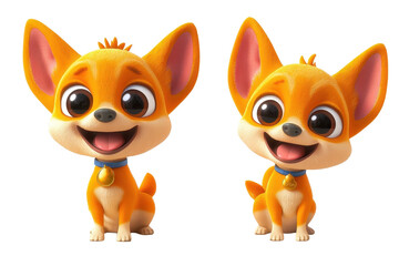 A 3D cartoon Chihuahua character, isolate on white background, adding a fun touch to the design. PNG