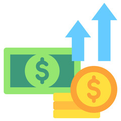 Asset Growth flat multi color icon, use for business, finance, education theme. best for modern concept, UI or UX kit, print, web and app development