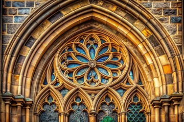 Obraz premium Medieval church detail: a soaring Gothic arch and ornate column, showcasing the artistry of the past.