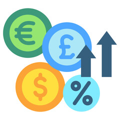 Inflation Rate flat multi color icon, use for business, finance, education theme. best for modern concept, UI or UX kit, print, web and app development