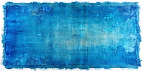 A textured blue canvas with frayed edges and subtle color variations, inviting a creative expression