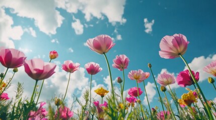 Blooming Symphony, a captivating display of flowers opening and closing in harmony with a dynamic sky, showcasing nature's rhythmic beauty.