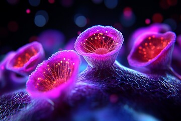 Epithelial cilia moving in a coordinated pattern, showing the intricate movements under the microscope