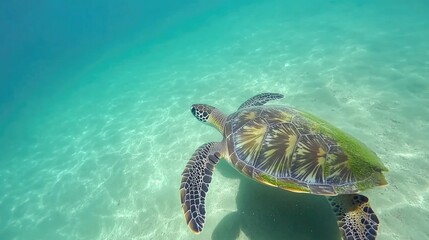 Serene Underwater Scene with a Sea Turtle