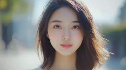 Fototapeta premium Portrait of asian young woman. 