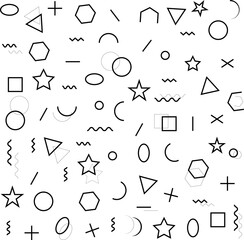 Memphis pattern. Geometric shapes vector illustration.