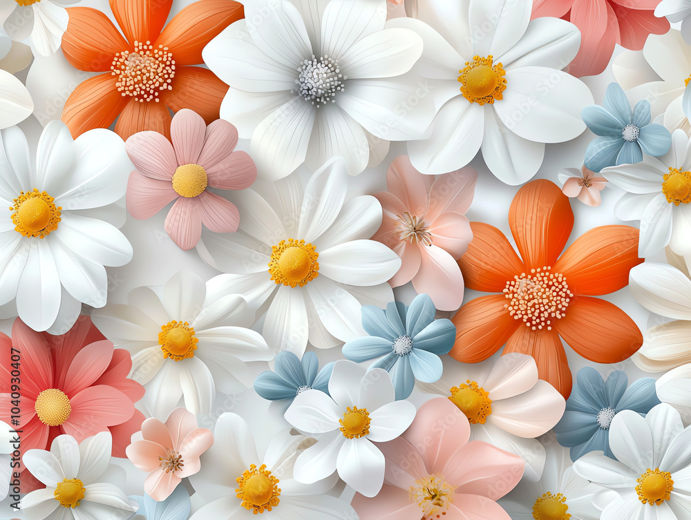 Poster digital rendering of seamless floral patterns for creative design projects and backgrounds with vibr