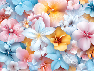 Obraz premium Digital rendering of seamless floral patterns for interior design and textile applications