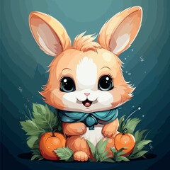 Playful Bunny with Carrots