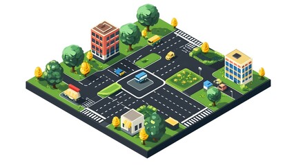 Obraz premium Transformative Grid A Flat Design of a Road Turning into an Organized Grid Representing Strategic Planning and Structured Growth for Business Development and Urban Infrastructure
