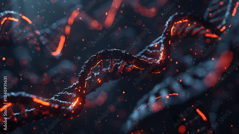 Poster intertwining dna molecules create mesmerizing visual effect, showcasing intricate structure of genet