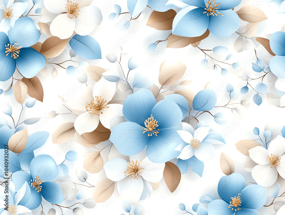 Poster delicate repeating floral patterns on wallpaper a soothing design for nurses to create a calm and in
