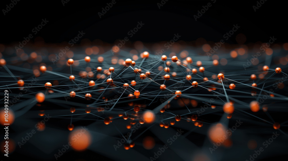 Poster dynamic network of glowing nodes and sharp lines creates mesmerizing visual effect, showcasing inter