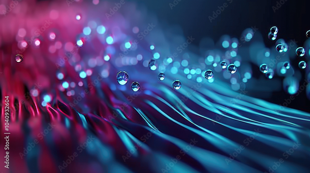 Poster dynamic electric bursts of motion create abstract scene with vibrant colors and floating droplets. i