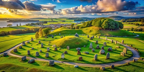 Witness the past through photographs of Viking burial sites at Lindholm Hje, Denmark.