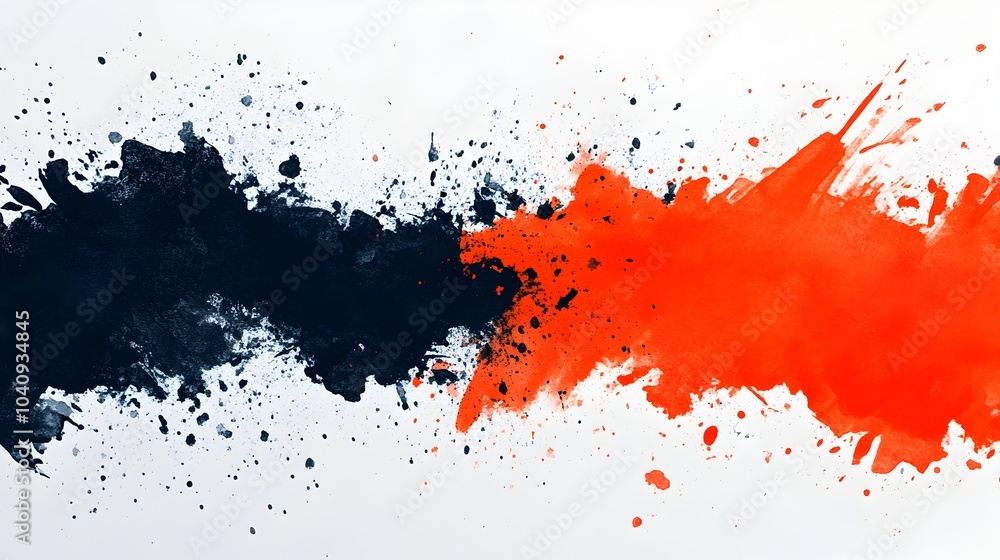 Poster abstract watercolor splashes beautifully blending with sharp angular obstacles to create a visually 