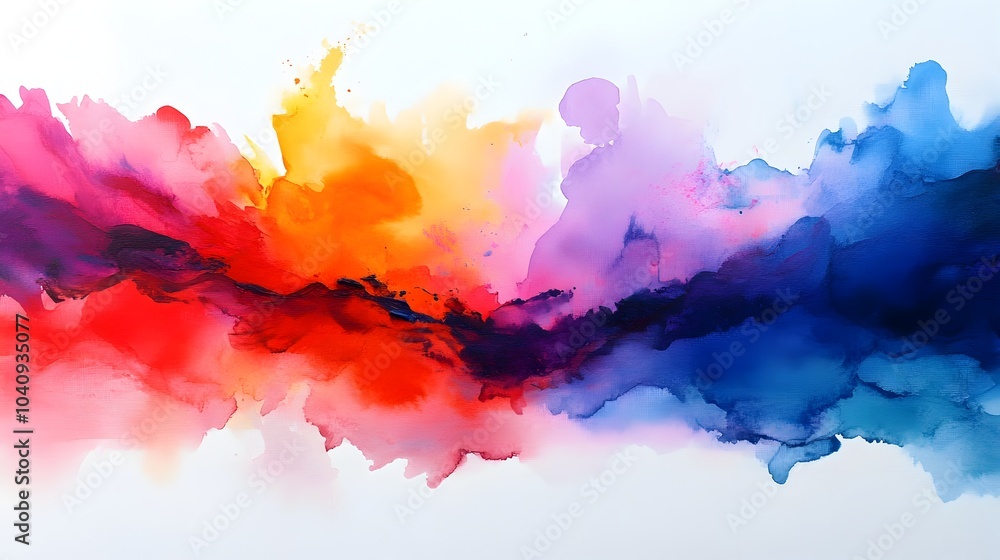 Poster soft watercolor splashes effortlessly merging with rough jagged obstacles in a striking contrast of 
