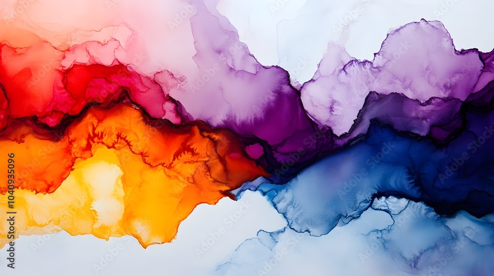 Poster captivating abstract composition featuring soft fluid watercolor splashes seamlessly merging with ro