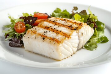 grilled salmon steak with vegetables, Generative AI