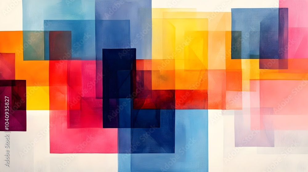 Poster soft watercolor splashes fading seamlessly into abstract geometric forms suggesting a gradual and co