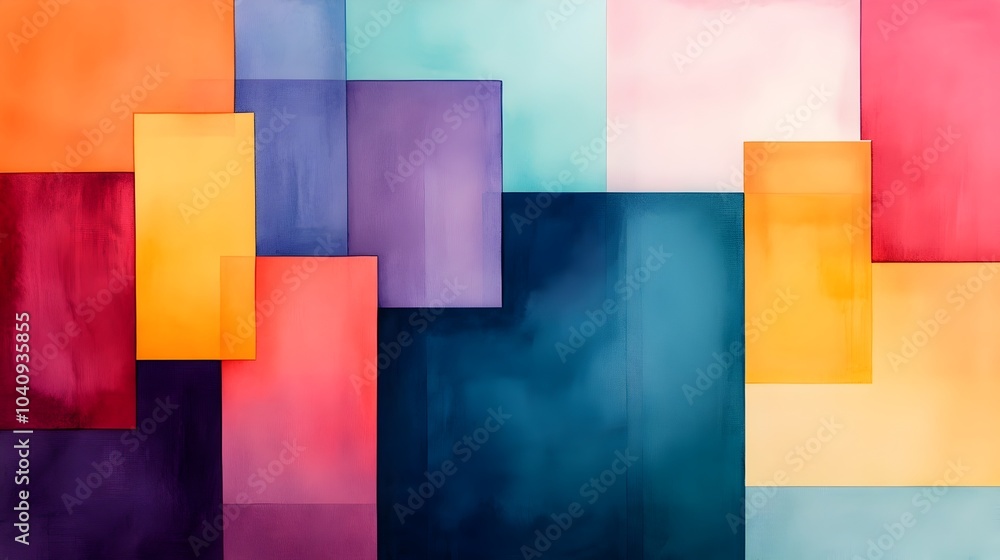Poster soft and dreamy watercolor splashes fading into abstract geometric forms suggesting a gradual transi