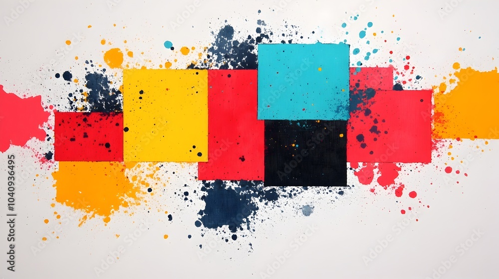 Aufkleber vibrant watercolor splashes bursting and cascading around angular geometric barriers expressing a se