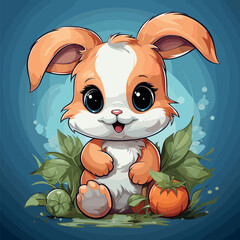 cartoon rabbit holding carrot vector illustration 