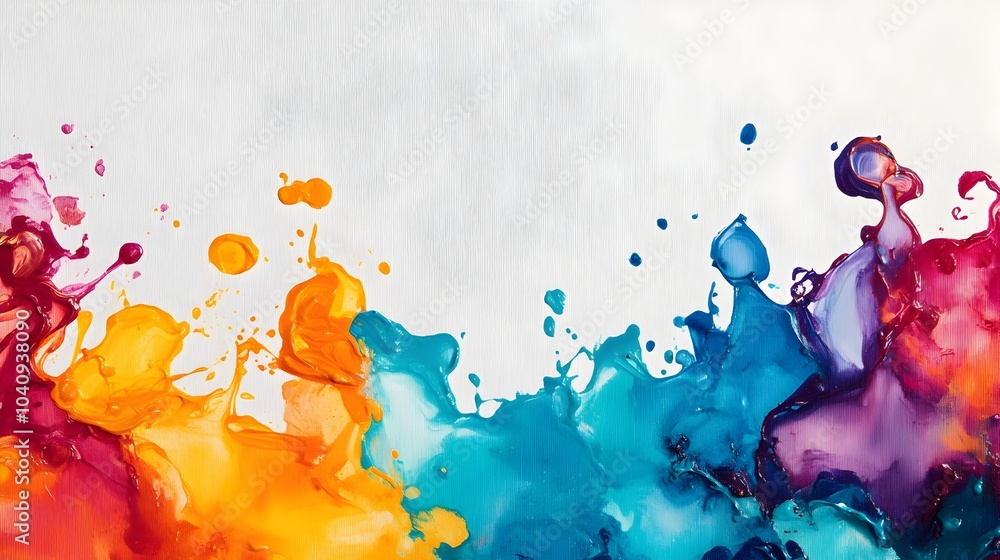 Poster vibrant watercolor splashes forming intricate abstract obstacles floating in mid air creating a dyna