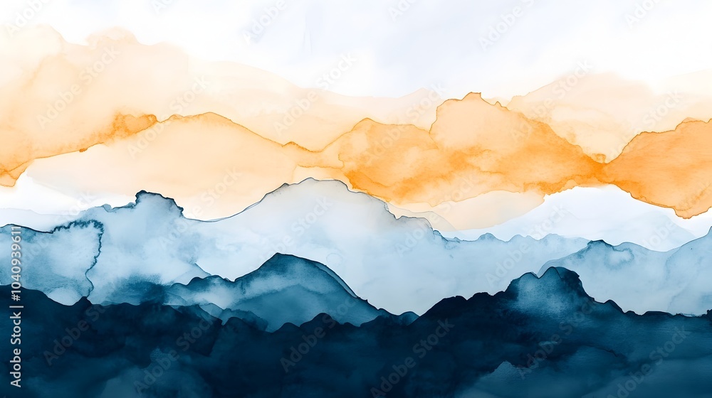 Poster dreamlike abstract composition with vibrant watercolor splashes dynamically colliding and overlappin