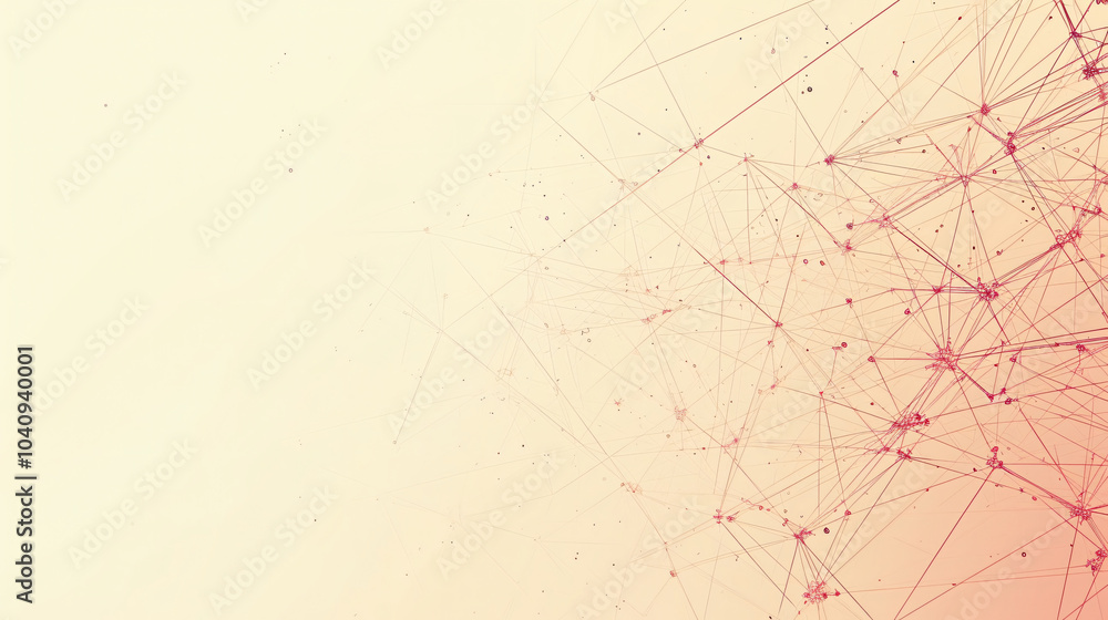 Poster a subtle abstract design showcases interconnected lines and nodes in a soft pink gradient, creating 