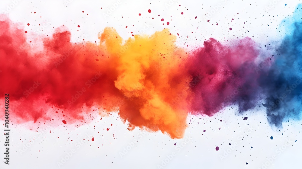 Poster dramatic and dynamic composition featuring explosive watercolor splashes clashing and colliding with