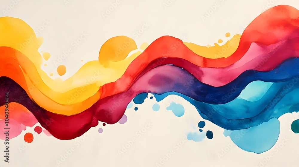 Poster dynamic watercolor splashes spiraling around geometric barriers expressing movement and resistance i
