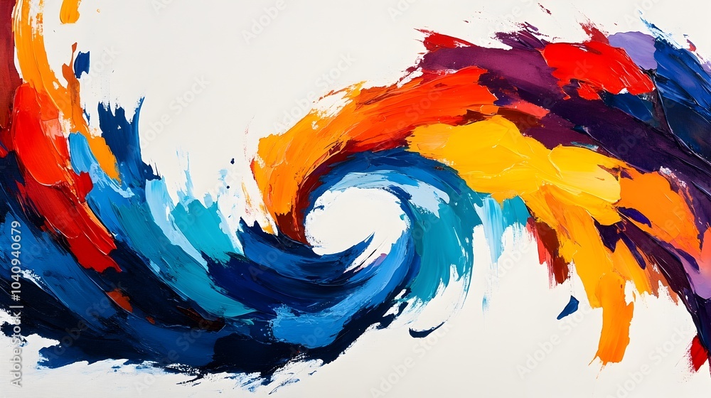 Aufkleber dynamic watercolor splashes spiraling and swirling around geometric barriers creating a vivid abstra