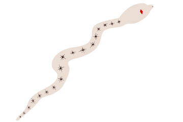 ベージュの黒のキラキラ模様のある蛇のベクターイラスト。干支、十二支、年賀状。