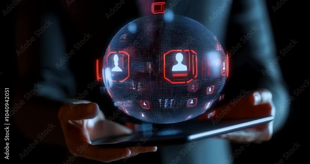 Poster digital globe showcasing user icons for enhanced connectivity and technology