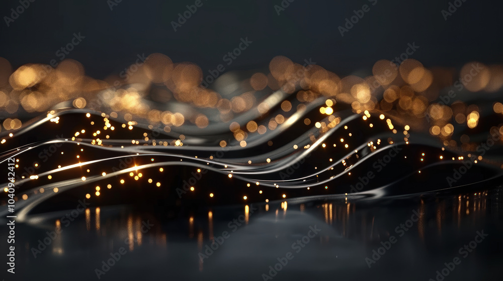 Aufkleber fluid gold texture with abstract ripples and shimmering lights creates mesmerizing visual effect. in