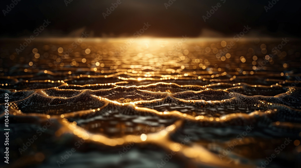 Poster mesmerizing fluid gold texture with abstract ripples and shimmering reflections creates captivating 