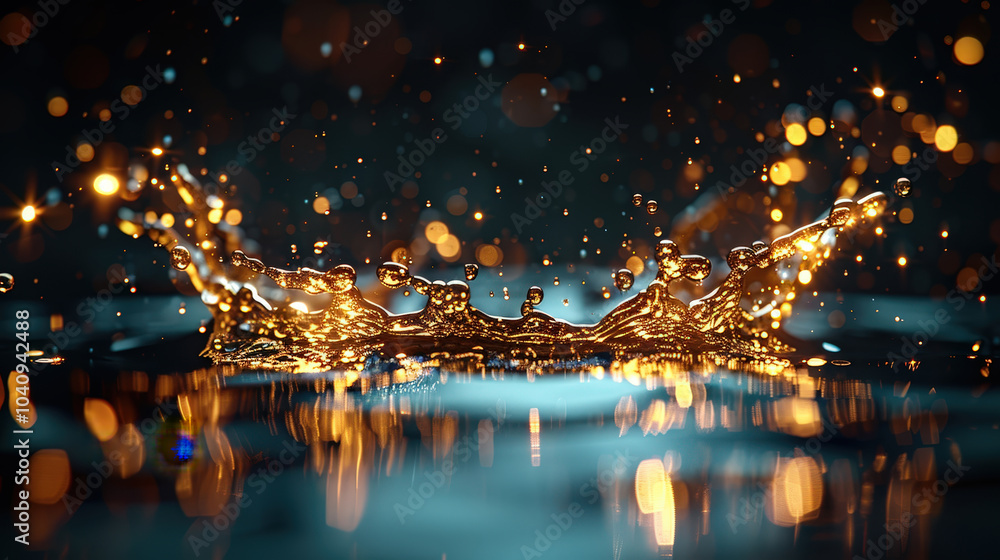 Poster stunning display of fluid gold texture with abstract ripples and shimmering water droplets creates c