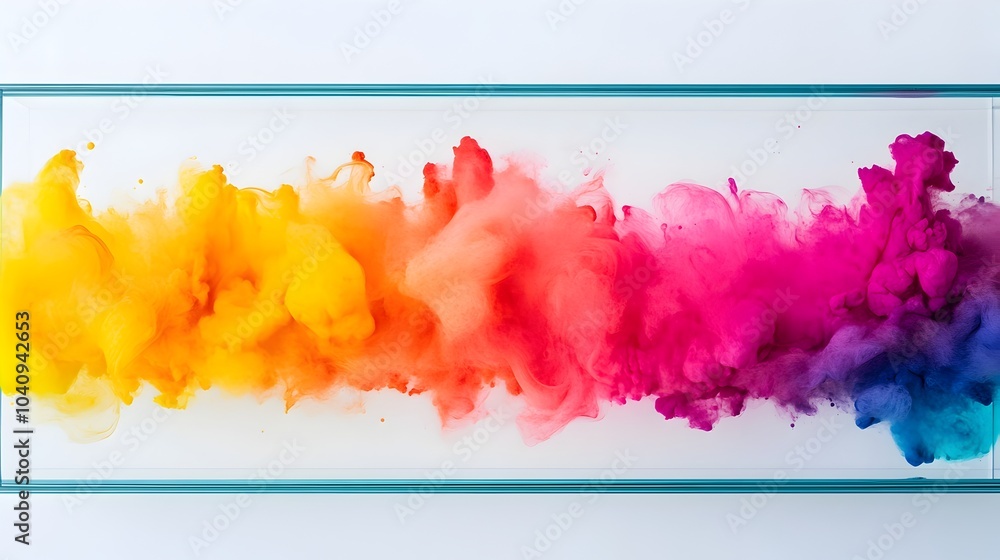Aufkleber delicate watercolor splashes in mid motion spreading and blending across transparent barriers in a m