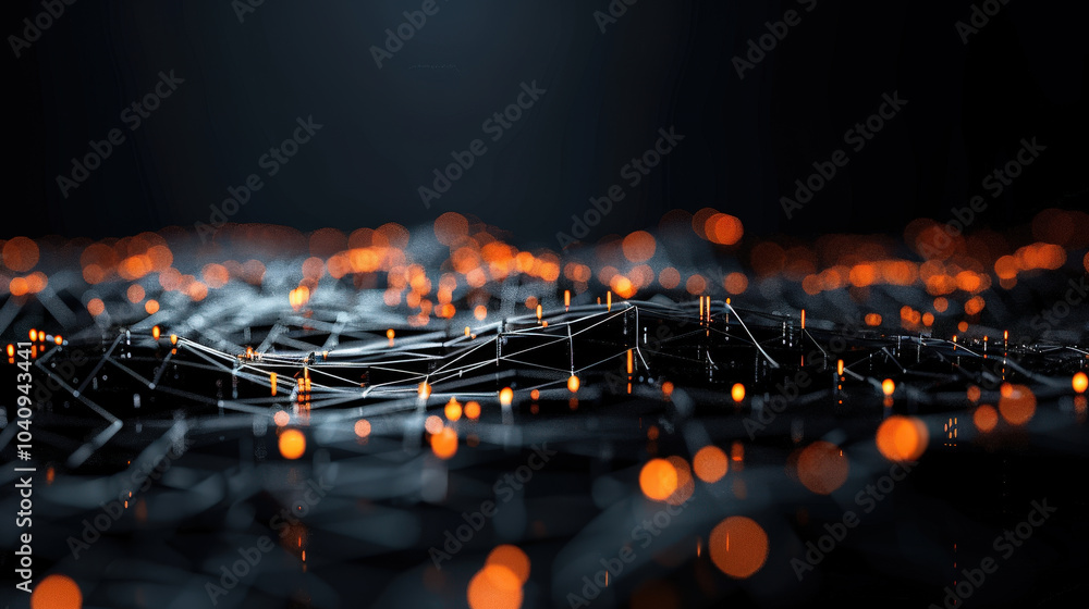 Poster futuristic network pattern with glowing nodes creates mesmerizing visual effect, showcasing intercon