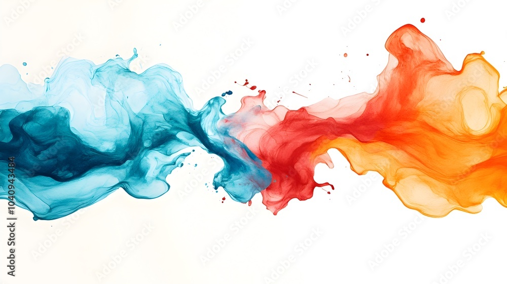 Poster vibrant watercolor splashes forming dynamic abstract barrier of shapes and lines colorful fluid moti