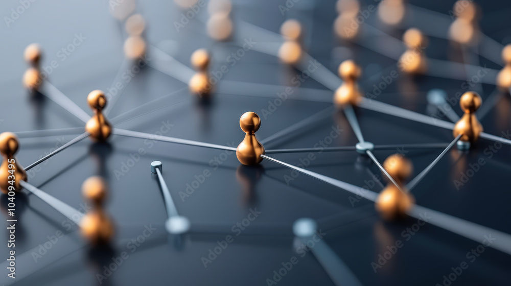 Poster futuristic network pattern with glowing nodes and interconnected elements, showcasing dynamic and en