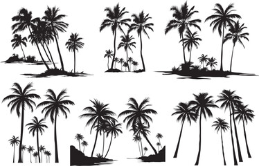 Palm tree Premium vector Collection Silhouette illustrations  © PIXEL